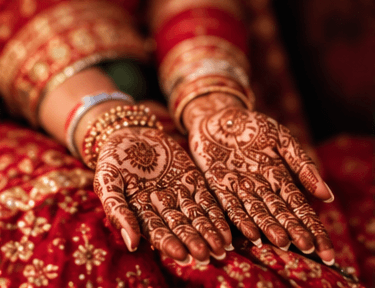 Intricate bridal mehndi and traditional jewellery